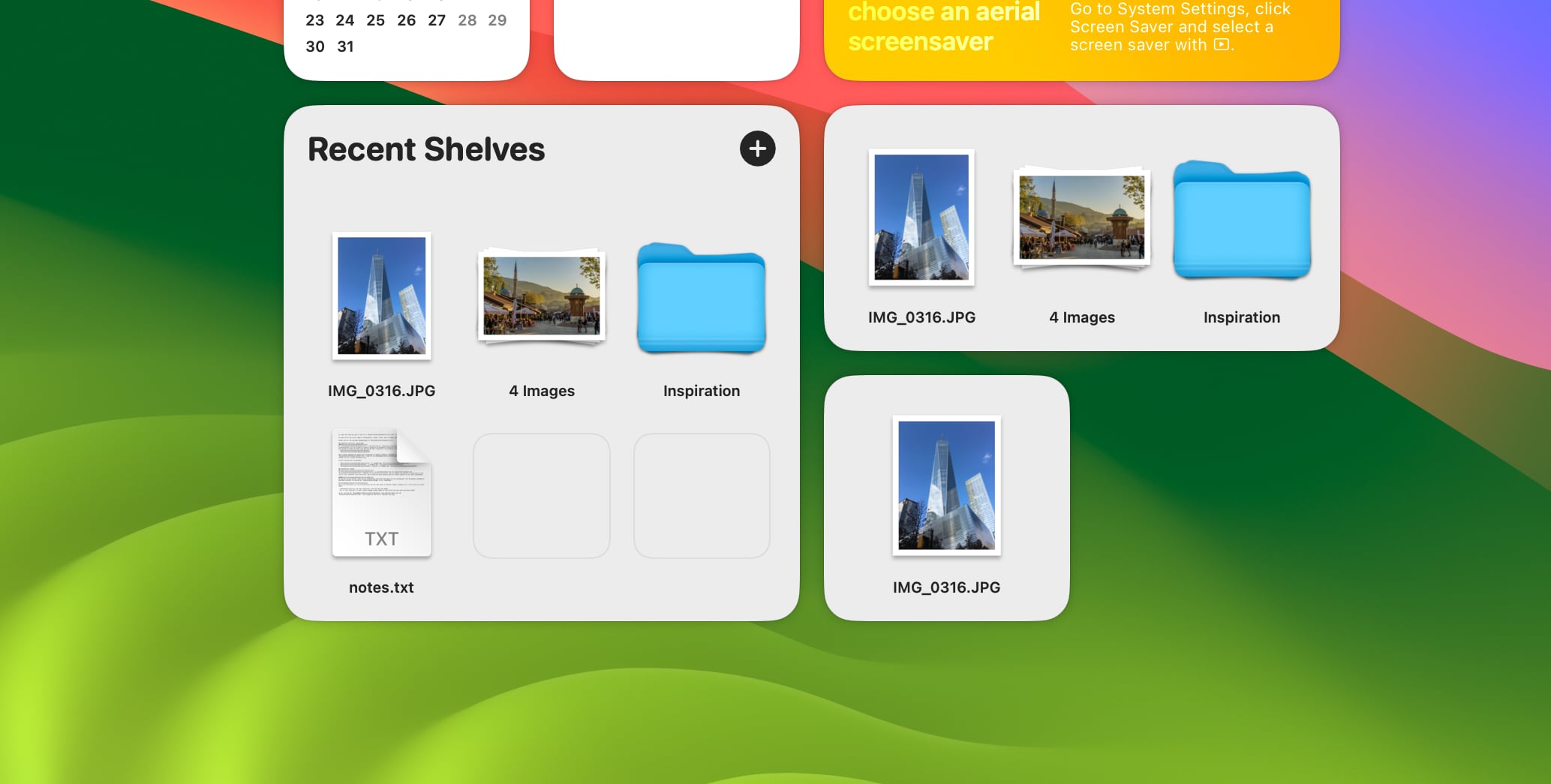 Recent Shelves interactive widget