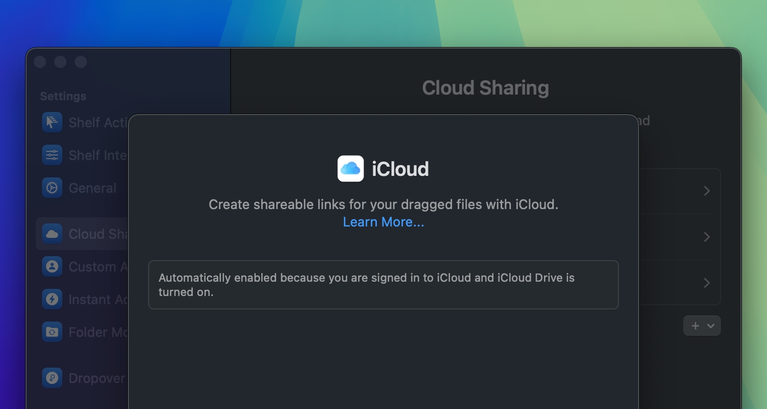 iCloud in Dropover